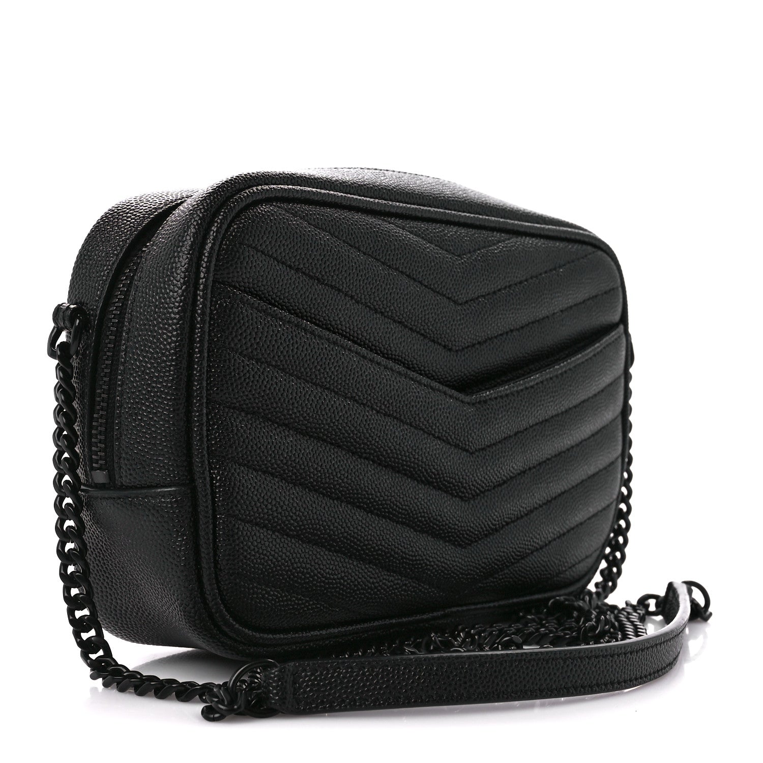 Saint Laurent Grain De Poudre Matelasse Monogram Mini Lou Camera Bag Black 3 of 10