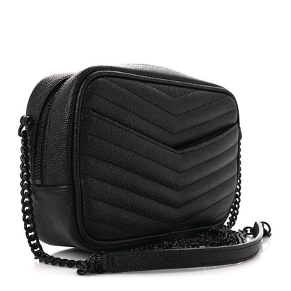 Saint Laurent Grain De Poudre Matelasse Monogram Mini Lou Camera Bag Black 3 of 10