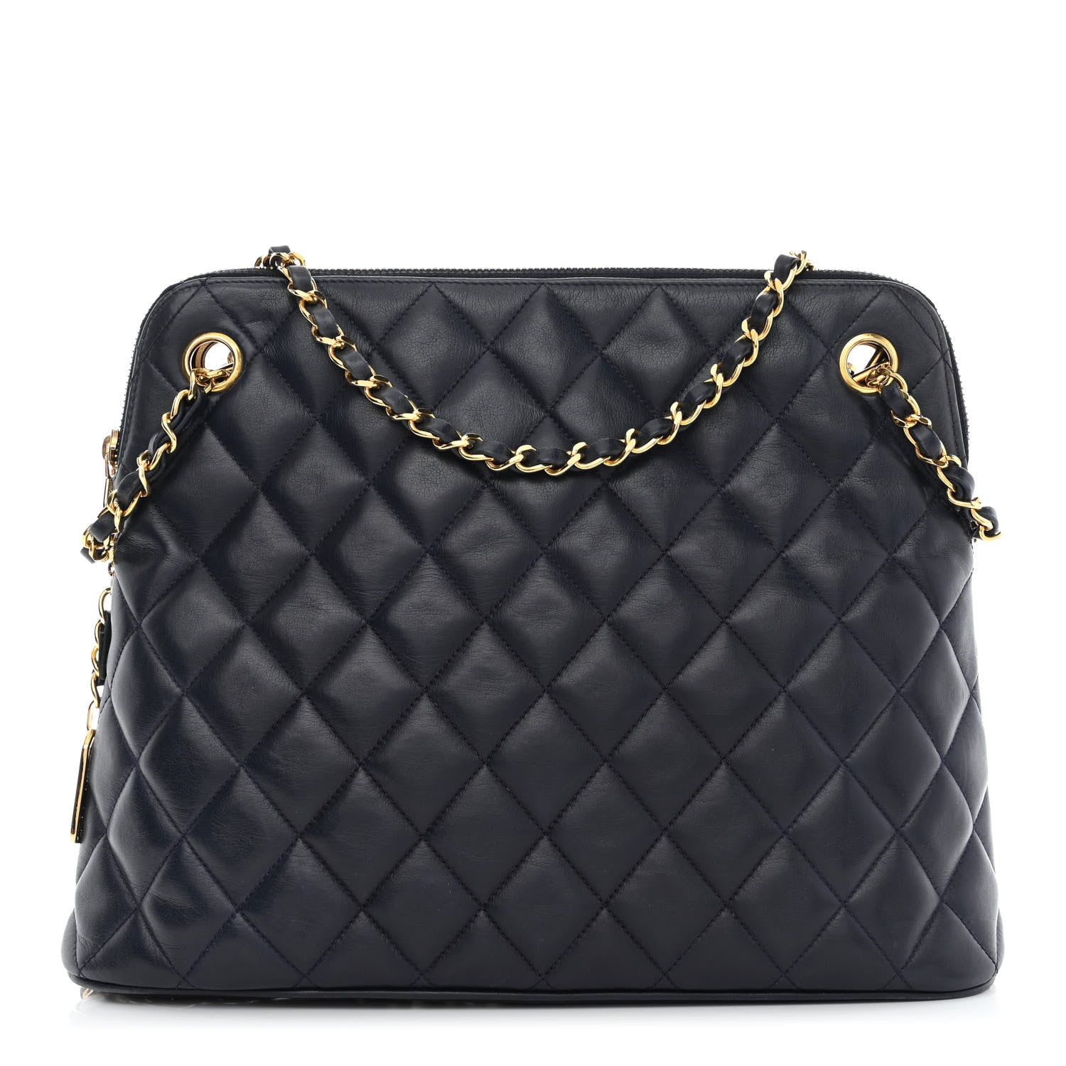 Chanel Lambskin Quilted Shoulder Bag Navy 1 of 10