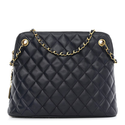 Chanel Lambskin Quilted Shoulder Bag Navy 1 of 10