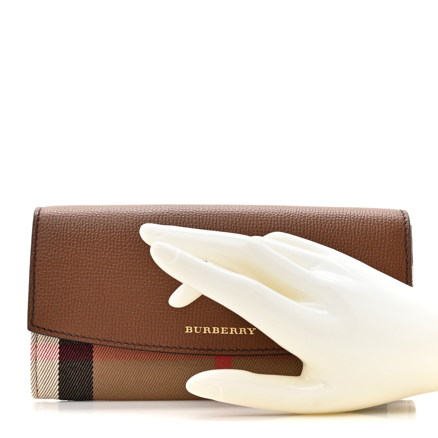 Burberry Grainy Calfskin House Check Continental Wallet Tan 2 of 7