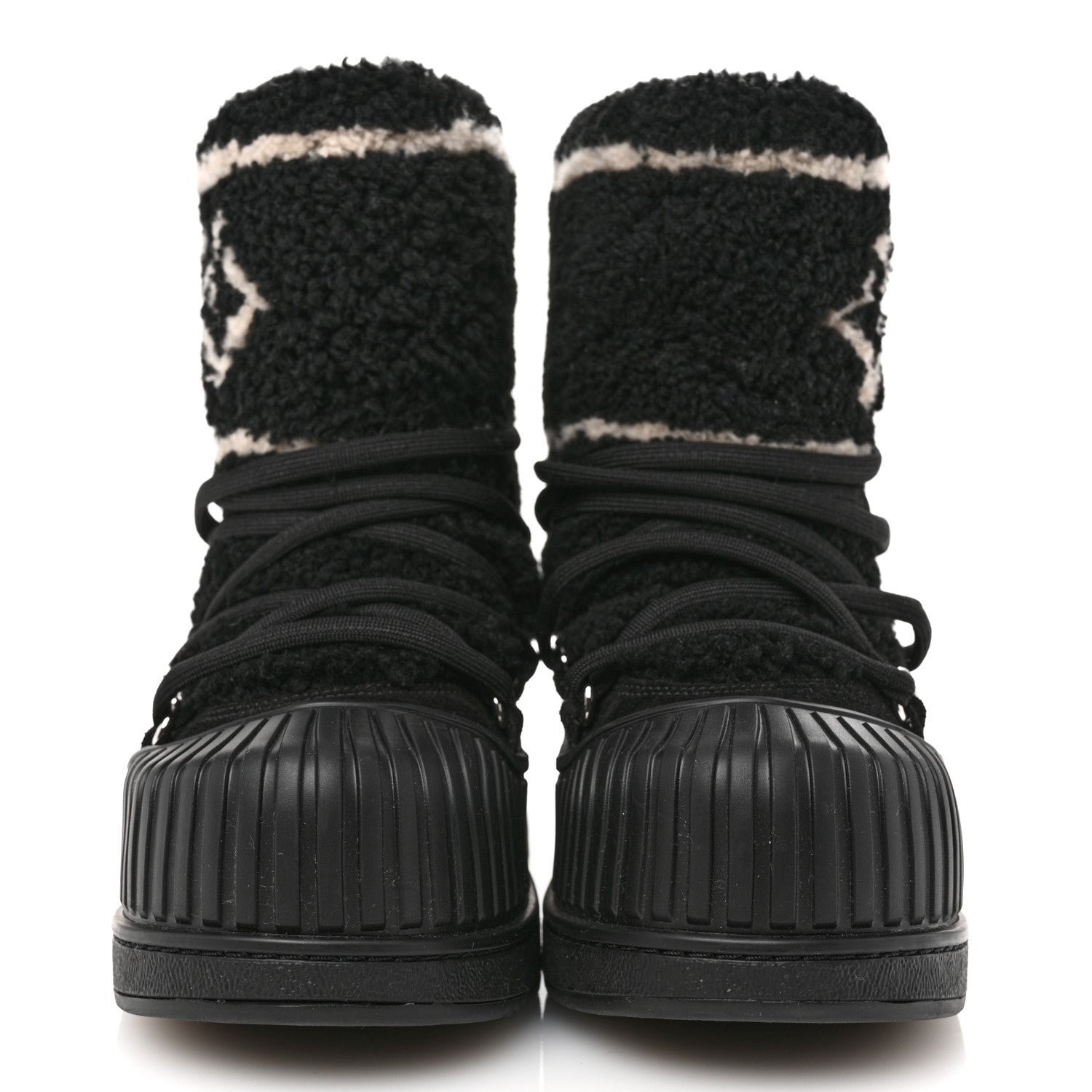 Louis Vuitton Suede Shearling Polar Flat Half Boots 35 Black 3 of 11