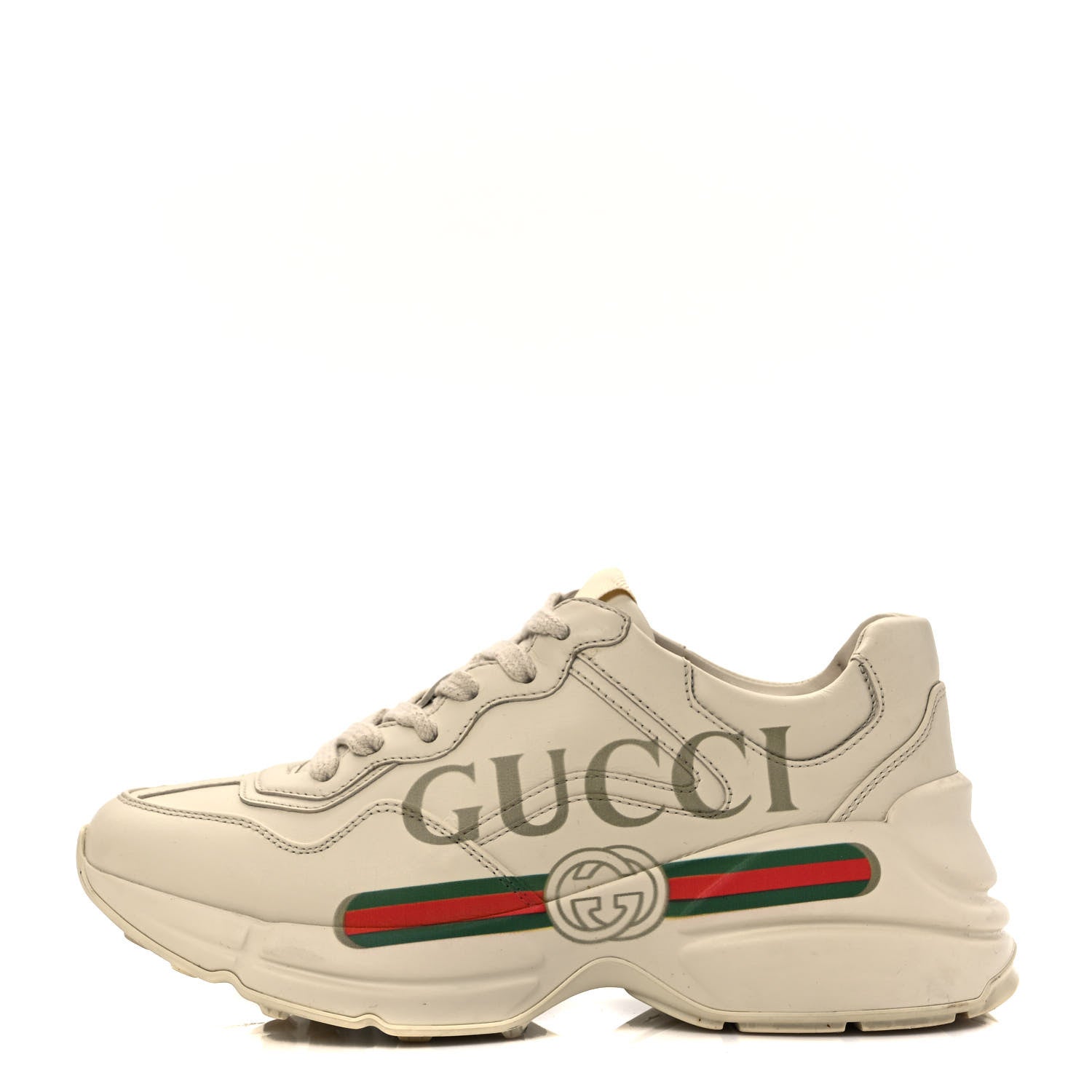 Gucci Calfskin Logo Womens Rhyton Sneakers 36.5 Ivory 1 of 8