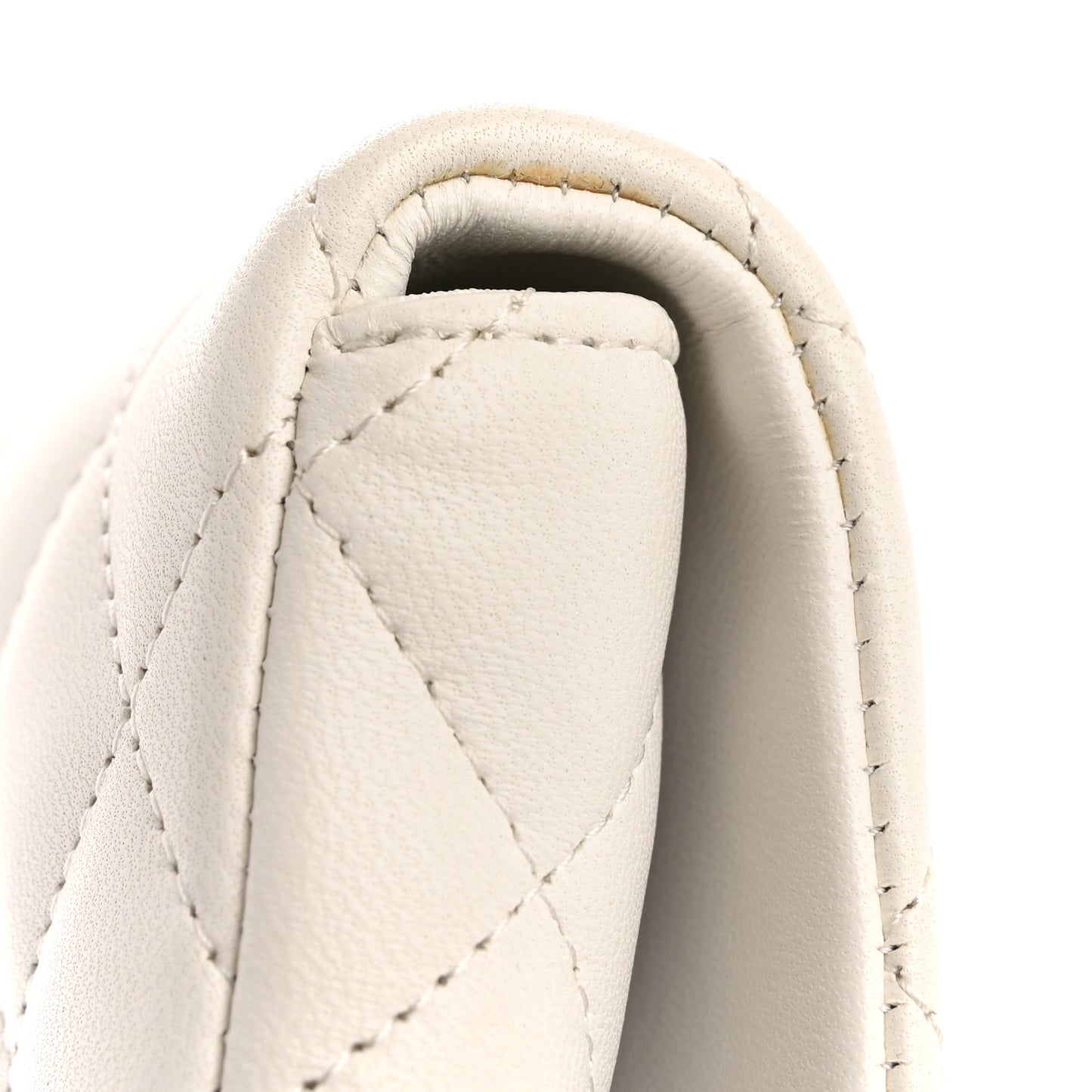 Lambskin Quilted Flap Clutch White