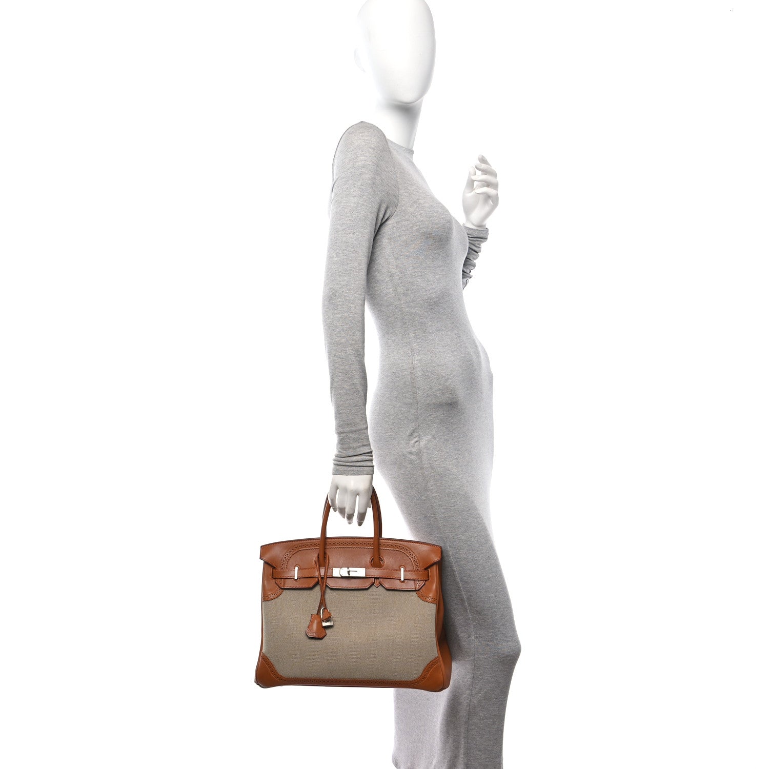 Hermes Barenia Toile Ghillies Birkin 35 Fauve 2 of 16
