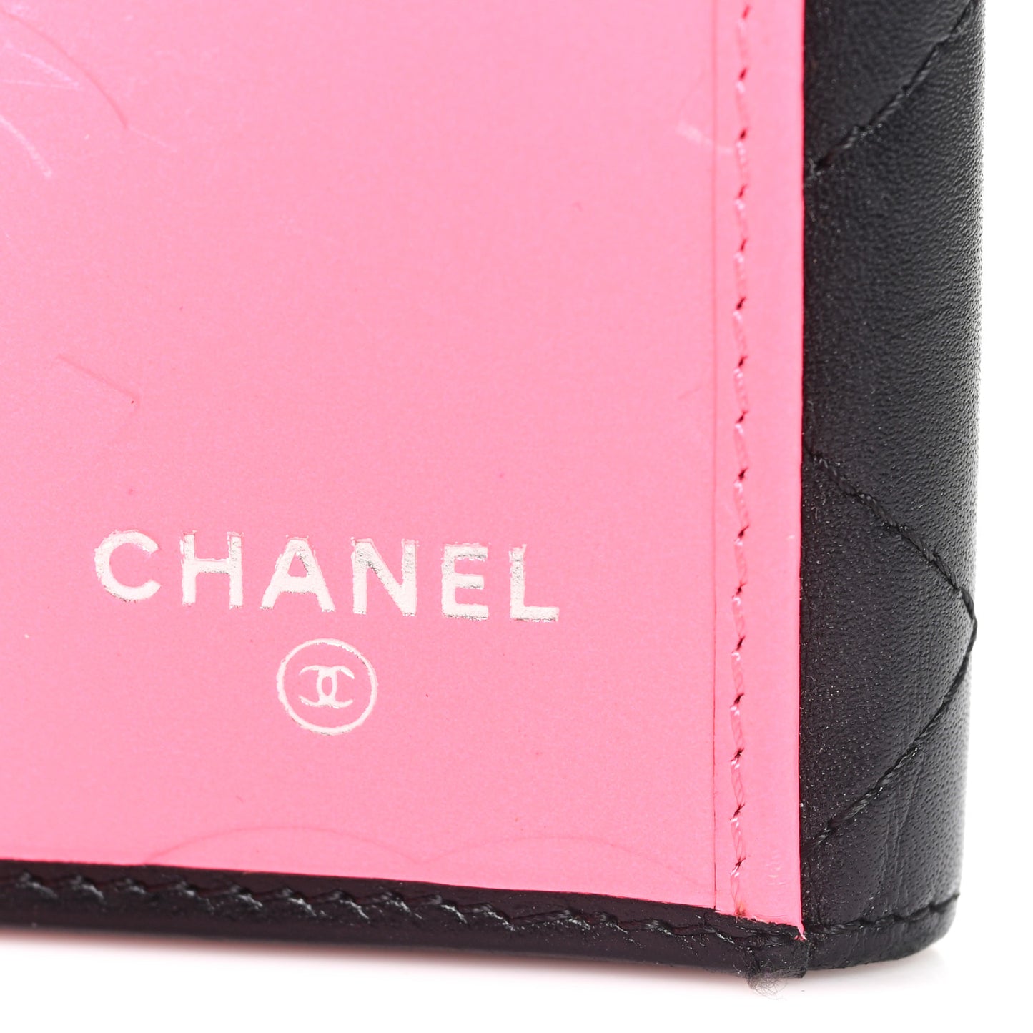 Calfskin Quilted Cambon Tri-Fold Wallet Black Black