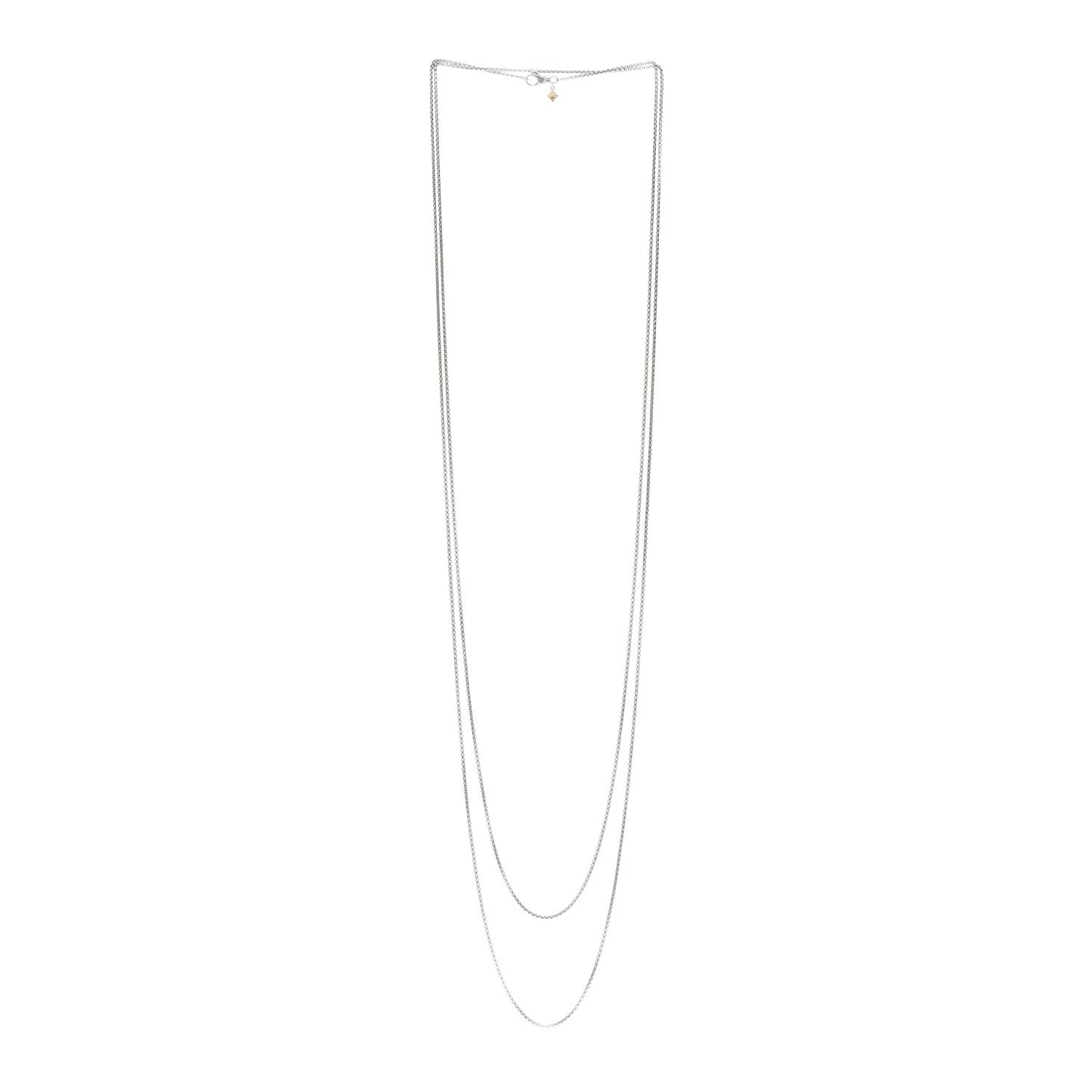 Sterling Silver 14K Yellow Gold 1.7mm Box Chain Necklace 72"