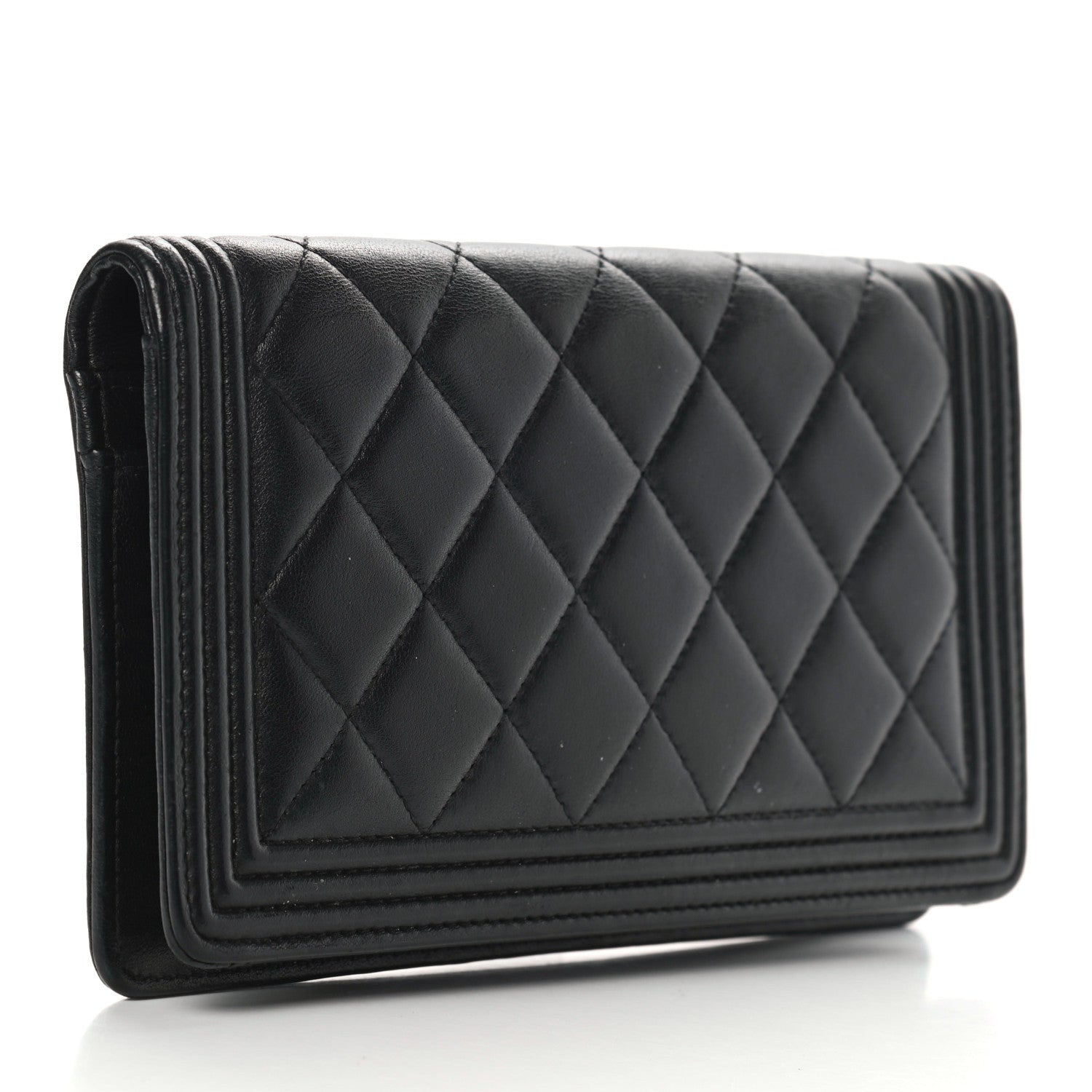 Chanel Lambskin Quilted Boy Yen Wallet Black 3 of 14