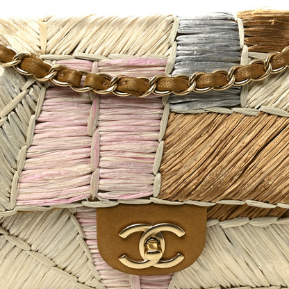 Chanel Metallic Woven Raffia Patchwork Single Flap Gold 8 of 12