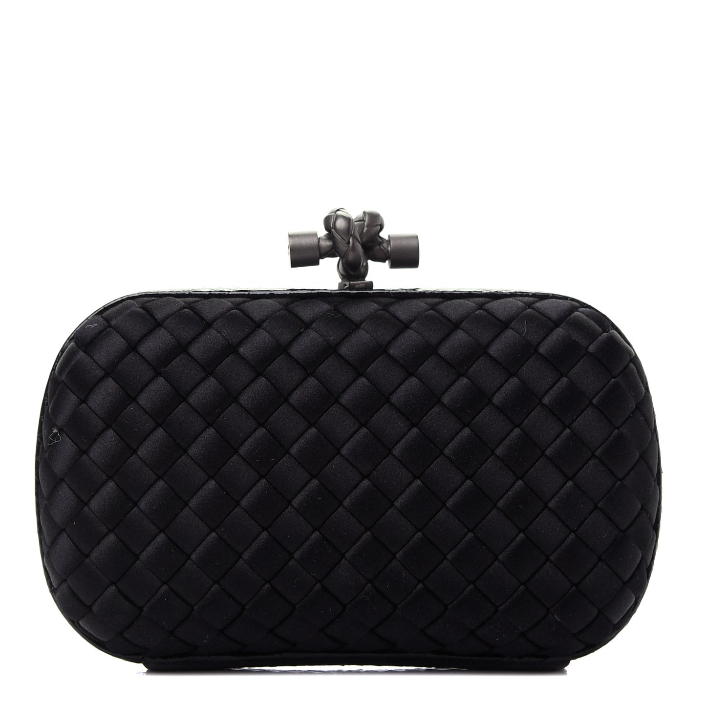 Satin Intreccio Impero Ayers Knot Clutch Black