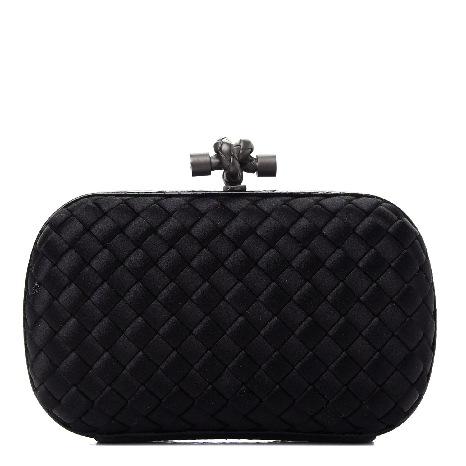 Bottega Veneta Satin Intreccio Impero Ayers Knot Clutch Black 1 of 8