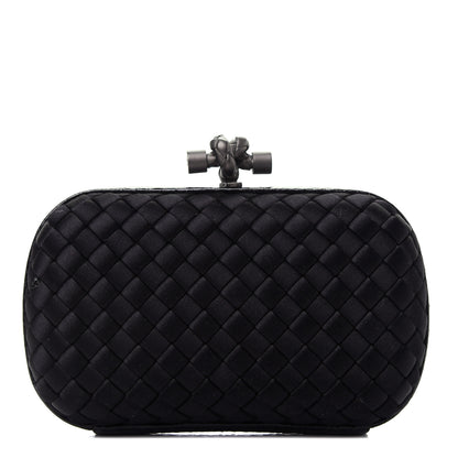 Bottega Veneta Satin Intreccio Impero Ayers Knot Clutch Black 1 of 8