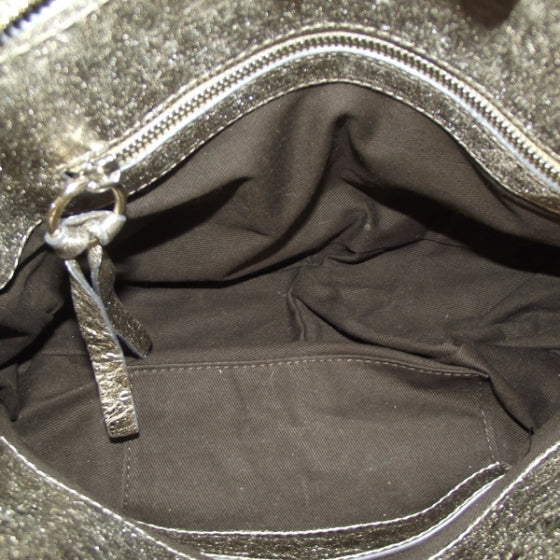 Leather Heloise Small Satchel Metallic