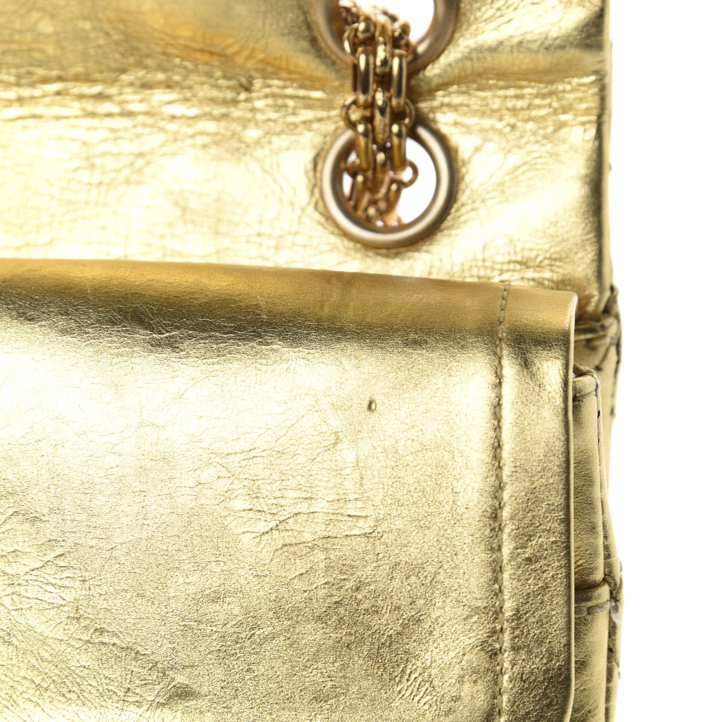Metallic Aged Calfskin Quilted 2.55 Reissue 225 Flap Gold