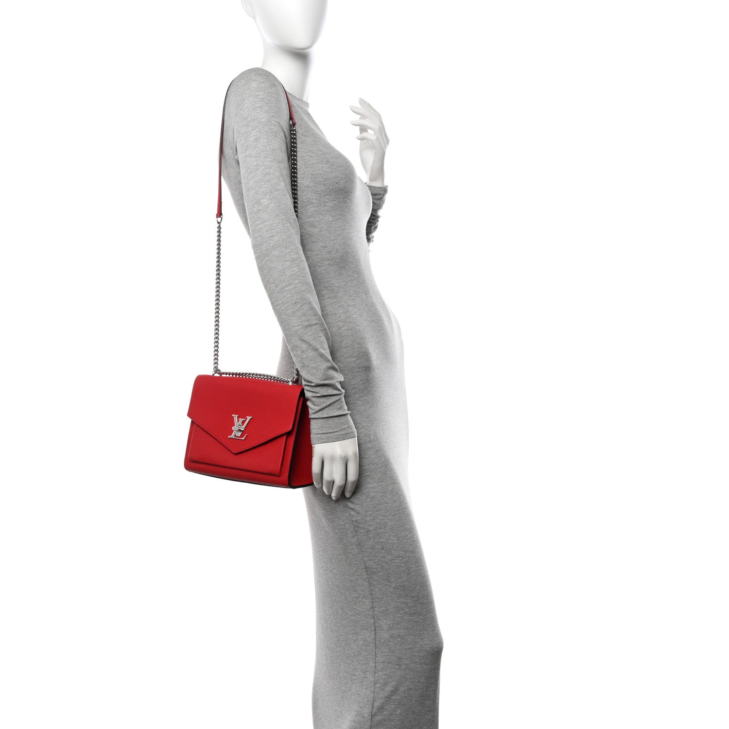 Louis Vuitton Soft Calfskin Mylockme Chain Bag BB Rubis 2 of 10