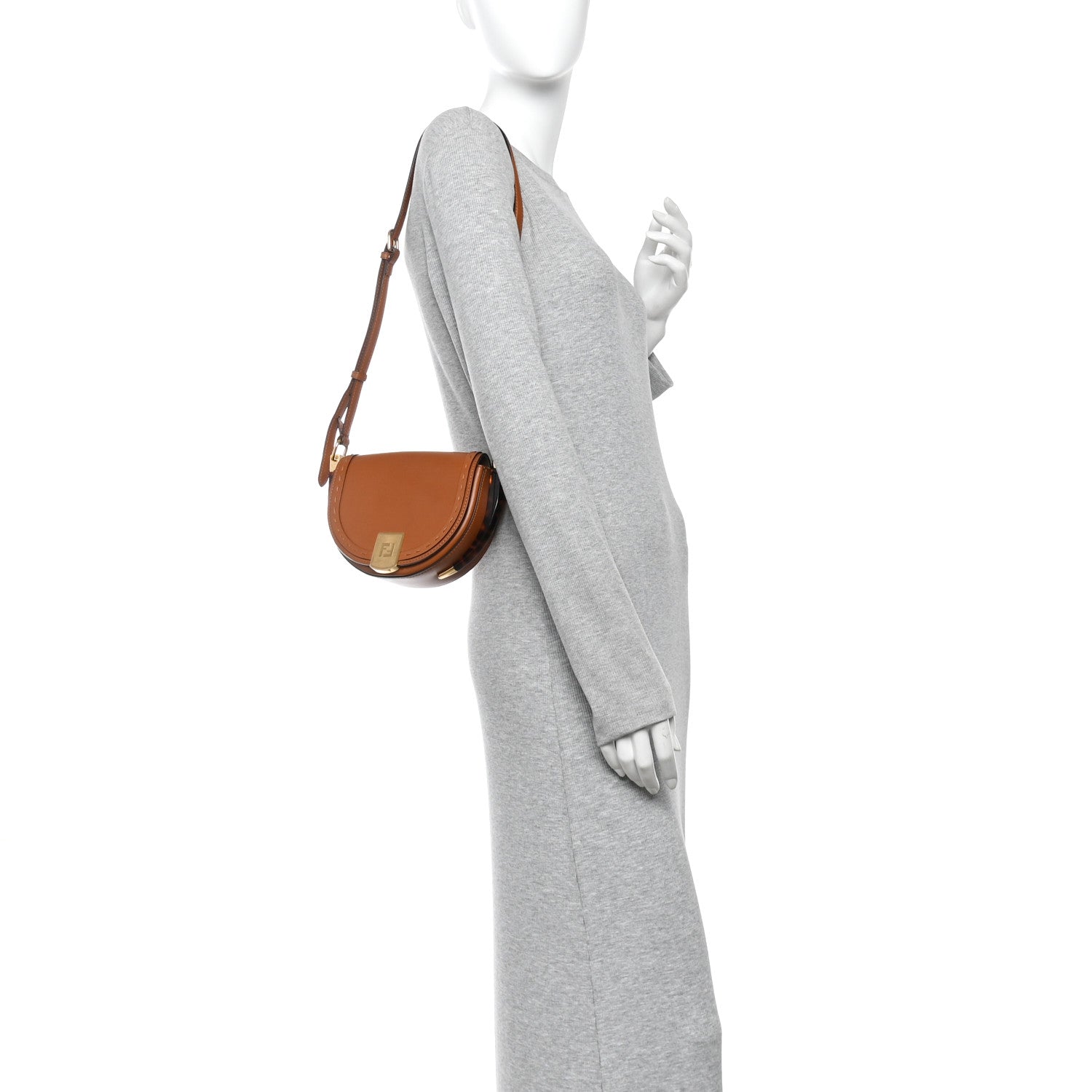 Fendi Vitello King Plexiglass Moonlight Shoulder Bag Cuoio 2 of 10