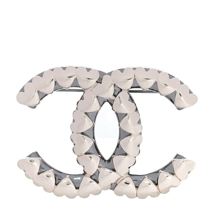 Chanel Metal CC Heart Brooch Gold Silver 1 of 5
