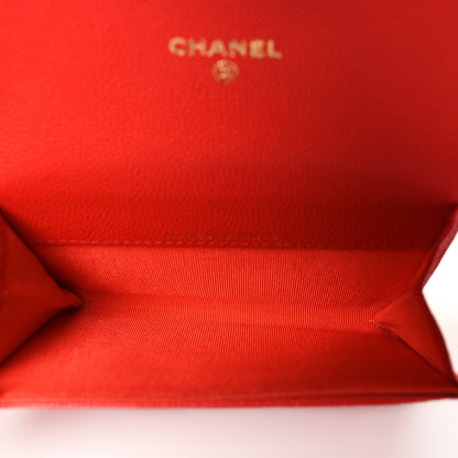 Chanel Caviar Quilted Flap Card Holder Wallet Red 5 of 10