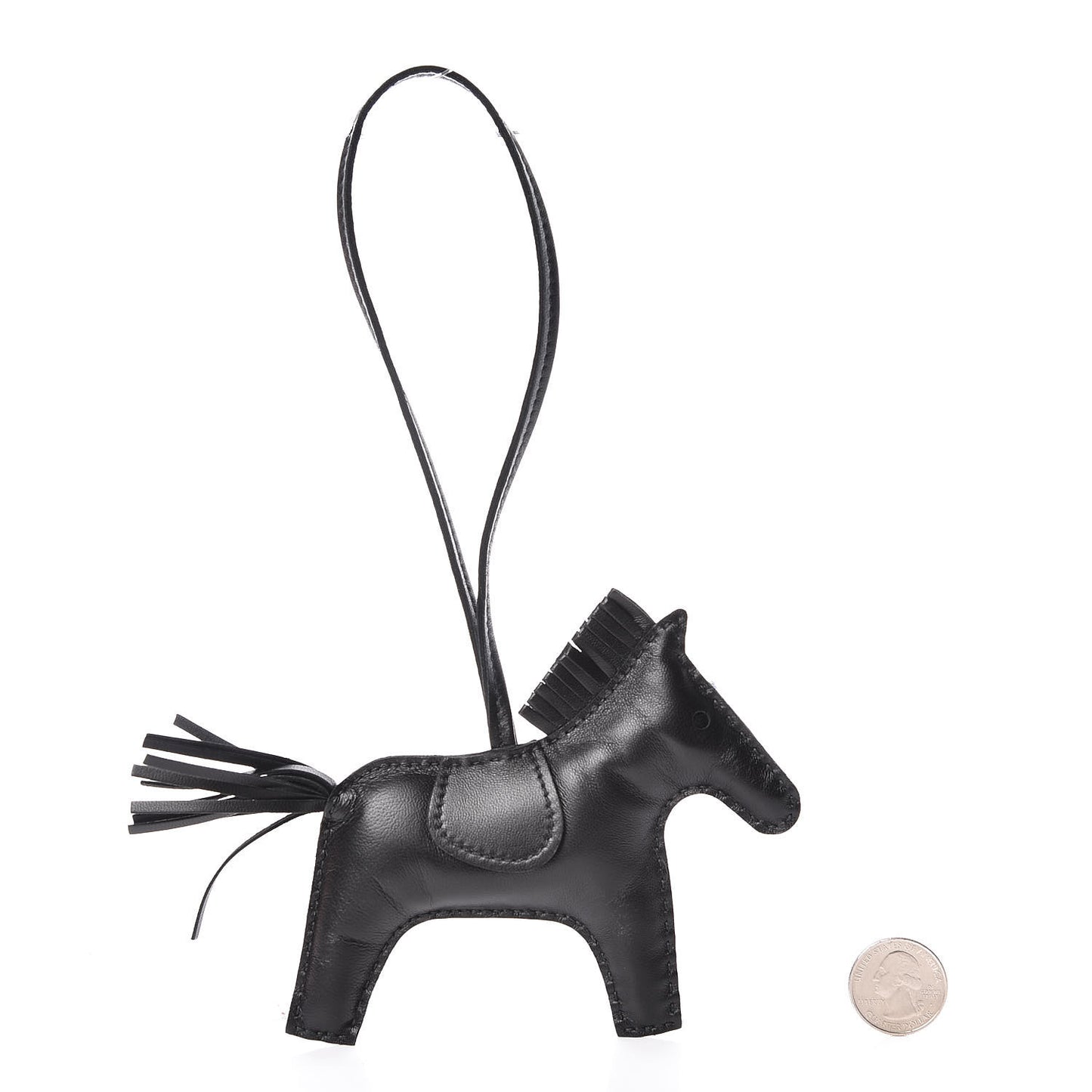 Milo Lambskin Grigri Rodeo Horse Bag Charm MM So Black