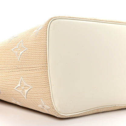 Louis Vuitton Cotton Monogram Embroidered Neverfull MM Beige White 9 of 11