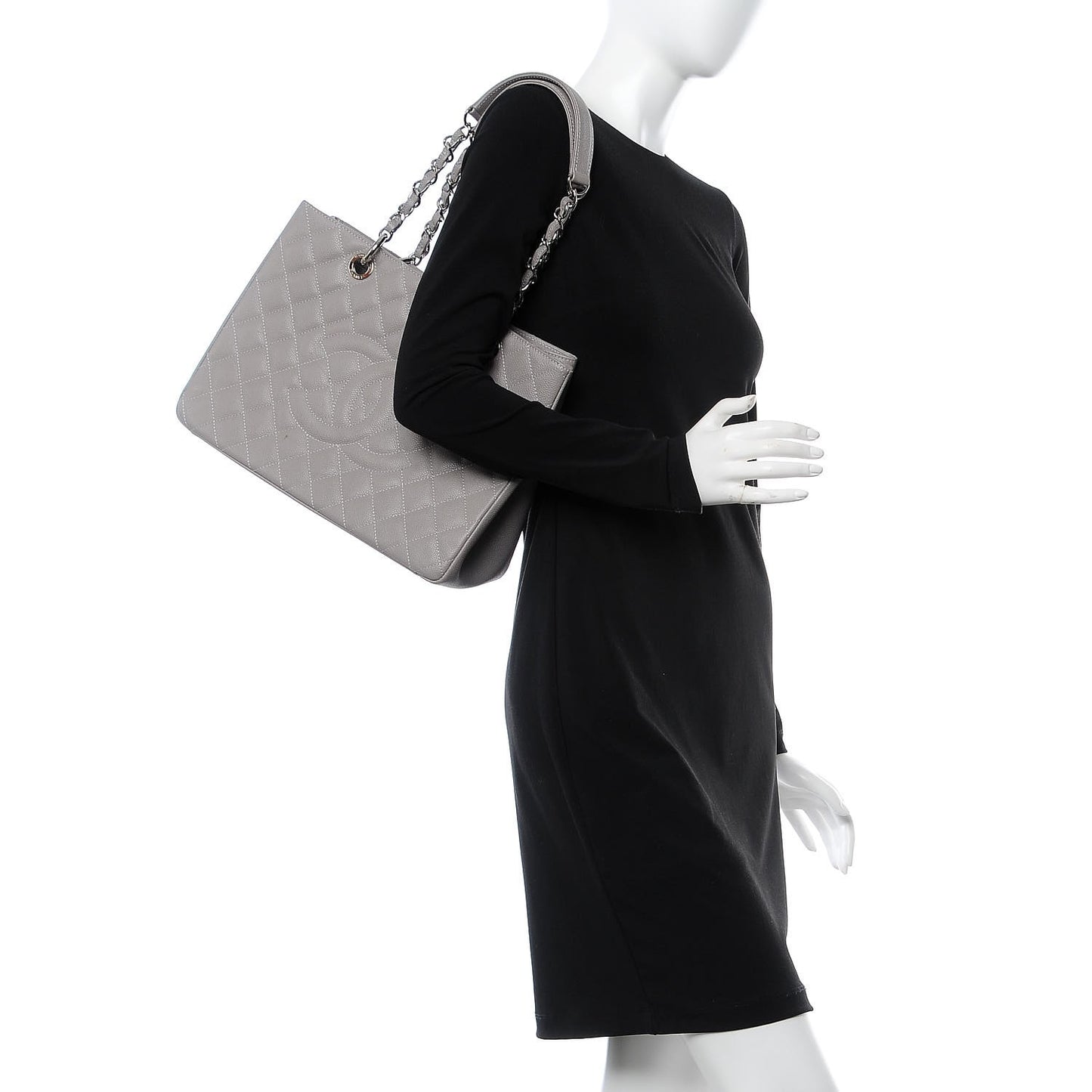 Caviar Quilted Grand Shopping Tote GST Gris Clair