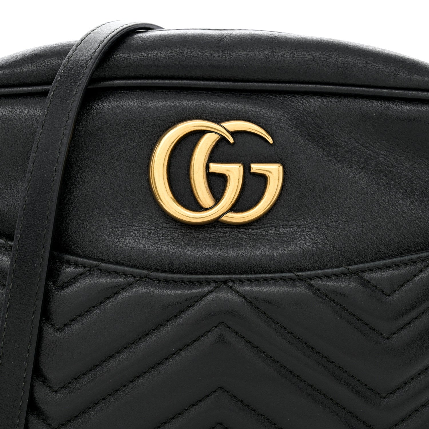 Gucci Calfskin Matelasse Medium GG Marmont Chain Shoulder Bag Black 11 of 16
