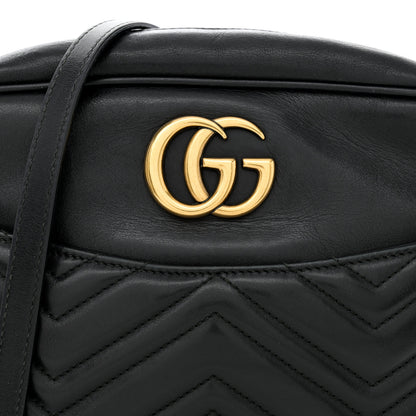 Gucci Calfskin Matelasse Medium GG Marmont Chain Shoulder Bag Black 11 of 16