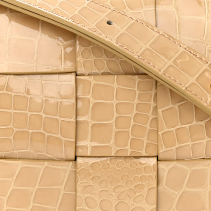 Bottega Veneta Gloss Calfskin Croc Embossed Intreccio Cassette Crossbody Bag Praline 8 of 10