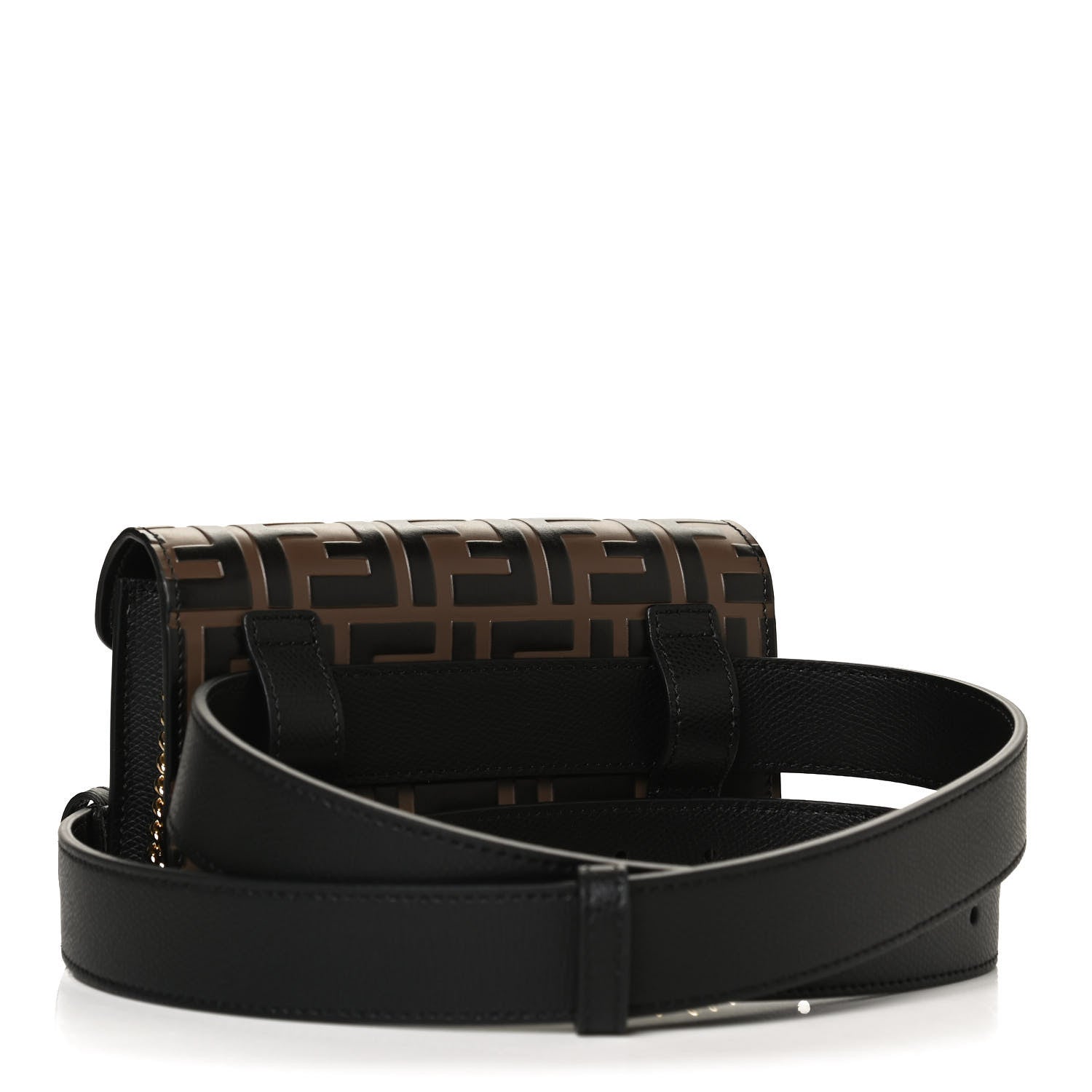 Fendi Vitello Cruise F is Fendi Bi-Color FF 1974 Embossed Envelope Belt Bag Maya Black 2 of 10
