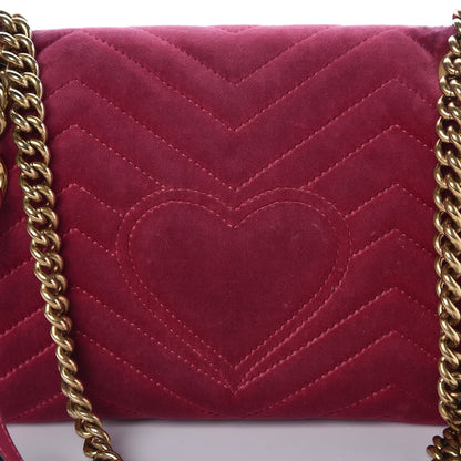 Gucci Velvet Matelasse Small GG Marmont Shoulder Bag Light Raspberry Rose 10 of 18