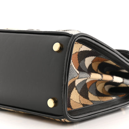 Salvatore Ferragamo Canvas Calfskin Tiger Print Gancini Small 2-Way Iconic Top Handle Bag Black Multicolor 10 of 11