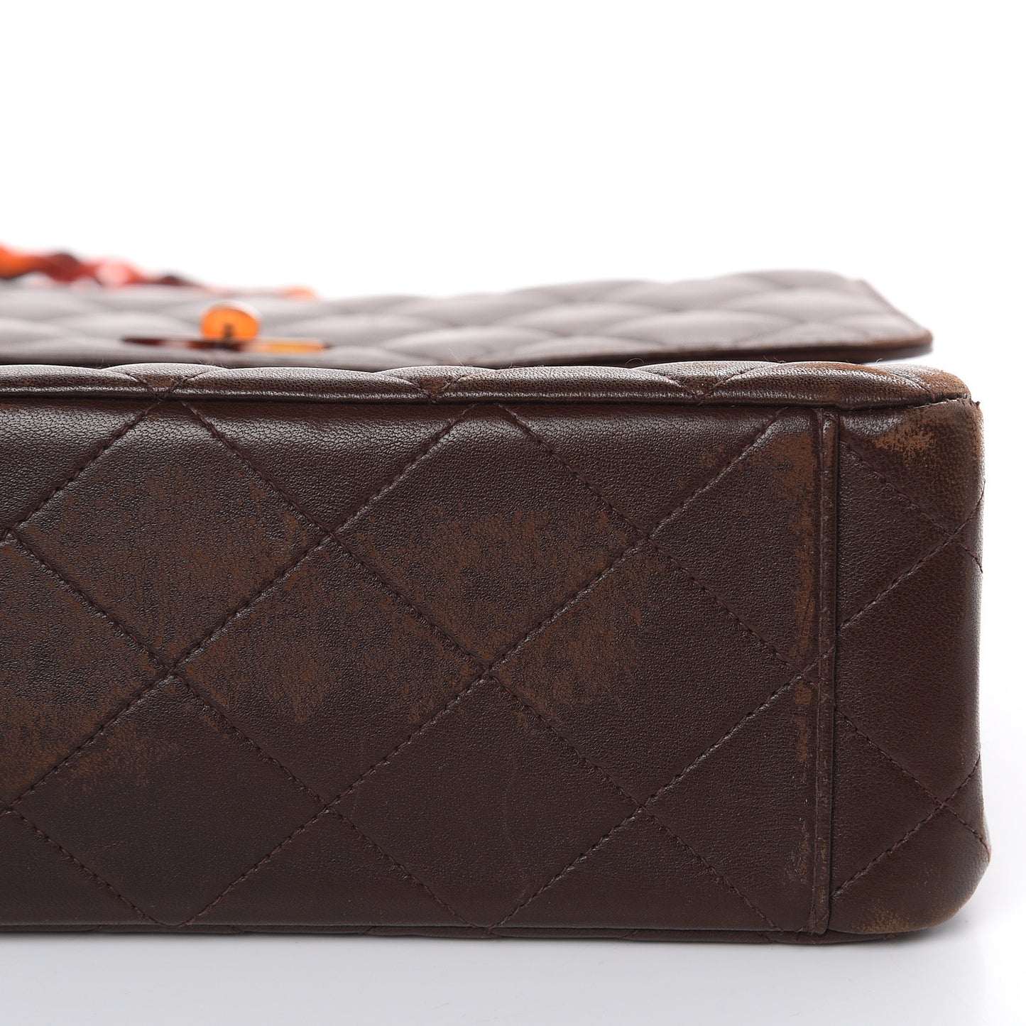 Lambskin Tortoise Square Chain Flap Brown