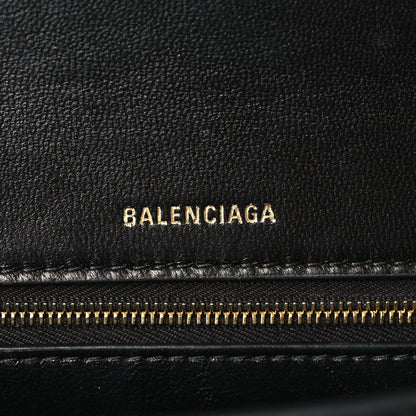 Balenciaga Shiny Box Calfskin Medium Hourglass Top Handle Bag Black 6 of 9