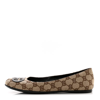 Gucci GG Monogram Ballet Flat 38.5 Beige Ebony 1 of 9