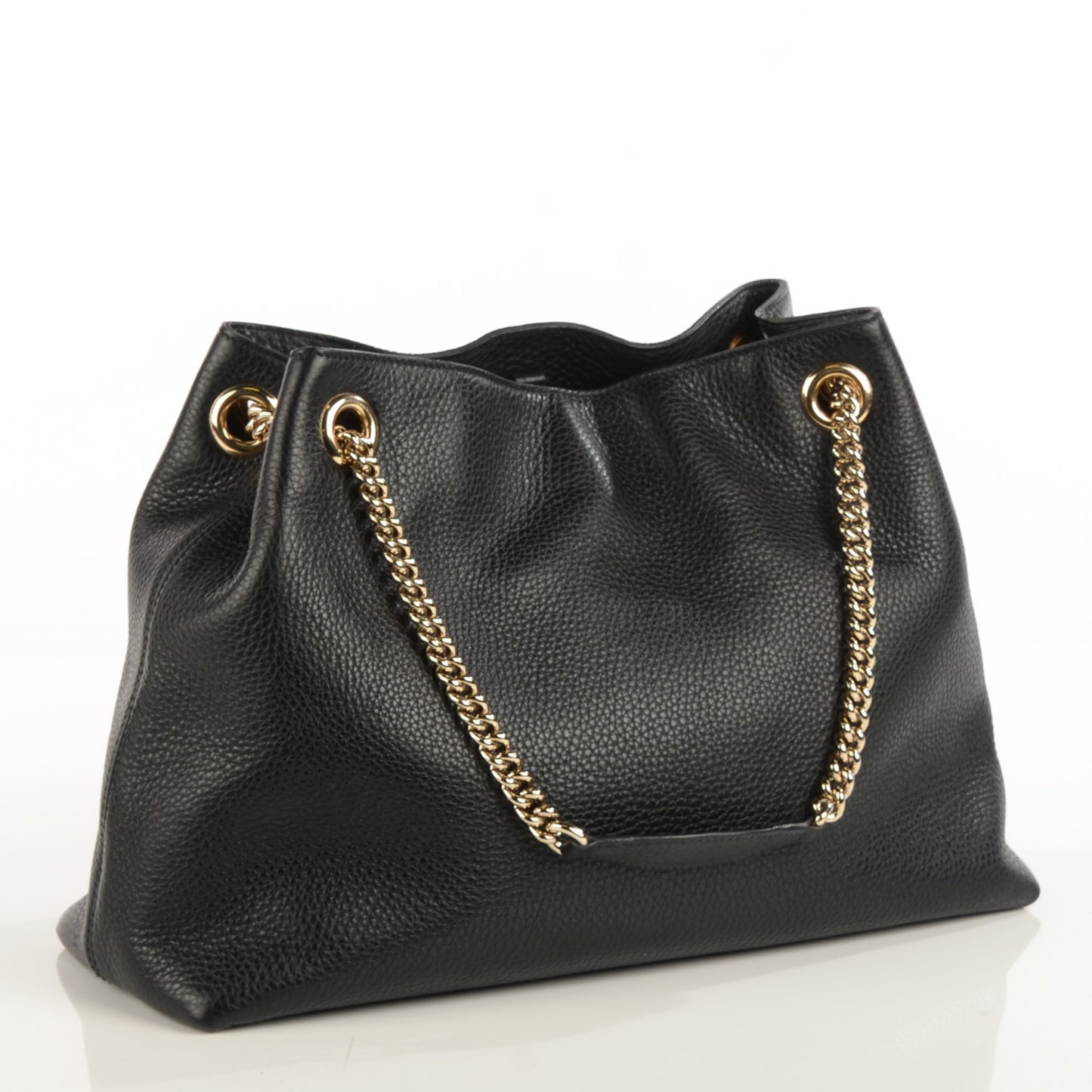 Pebbled Calfskin Medium Soho Chain Shoulder Bag Black