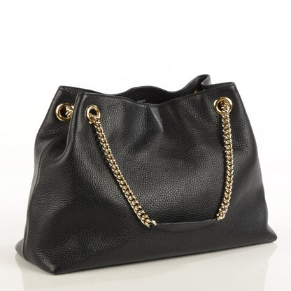 Gucci Pebbled Calfskin Medium Soho Chain Shoulder Bag Black 3 of 7