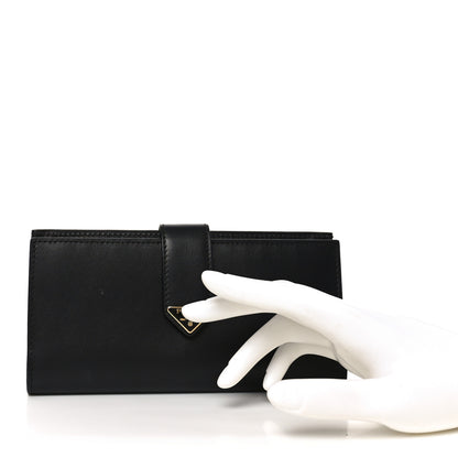Prada Saffiano Calfskin Large Triangle Continental Wallet Black 2 of 7