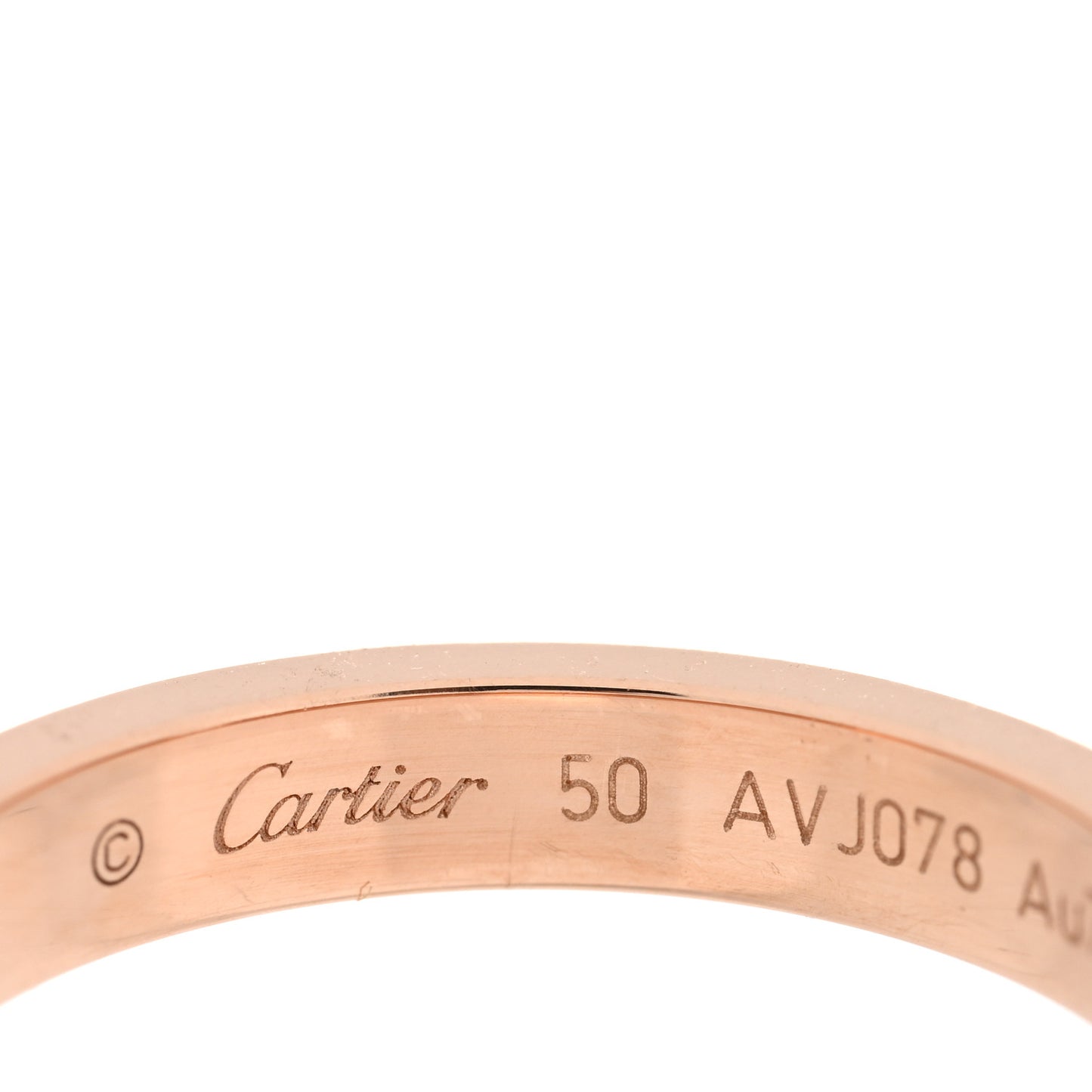 18K Pink Gold Diamond C De Cartier Wedding Band Ring 50 5.25