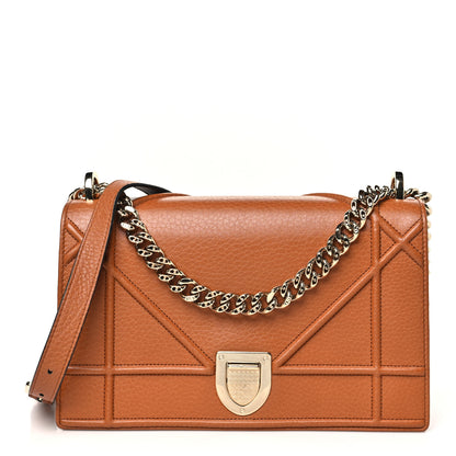 Christian Dior Grained Calfskin Medium Diorama Flap Bag Brown 1 of 13