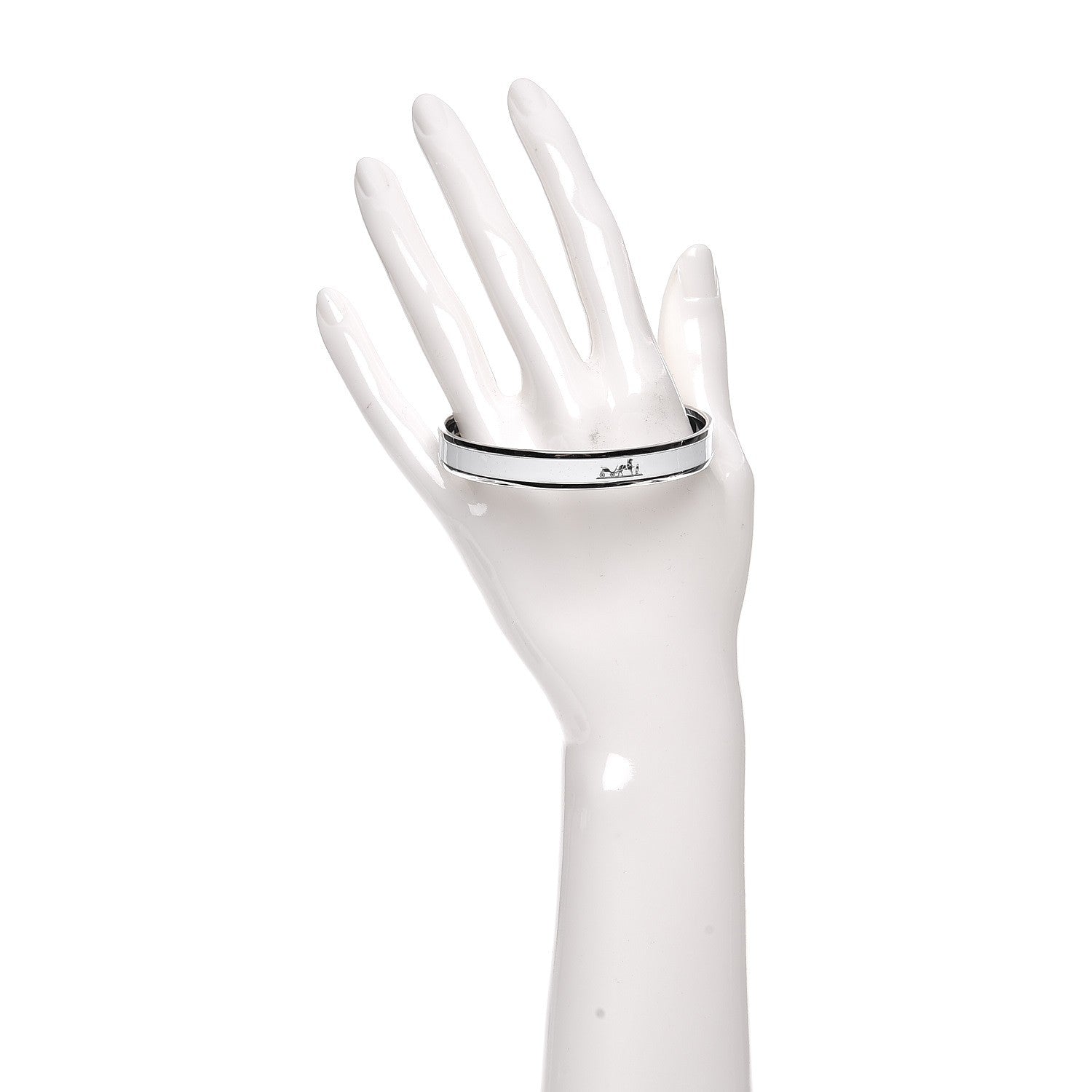 Hermes Enamel Printed Narrow Caleche Bracelet 65 White 2 of 5