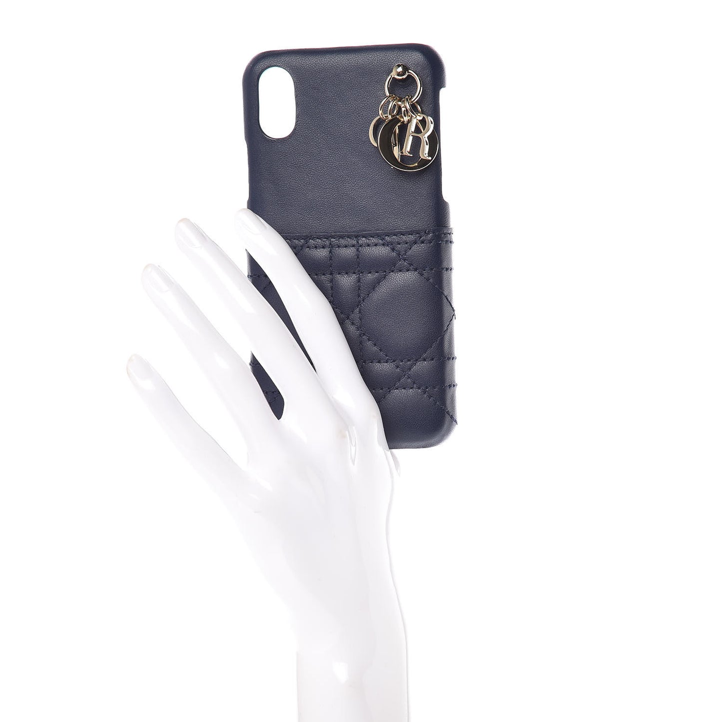 Lambskin Cannage Lady Dior Tech iPhone X XS Case Blue Indigo