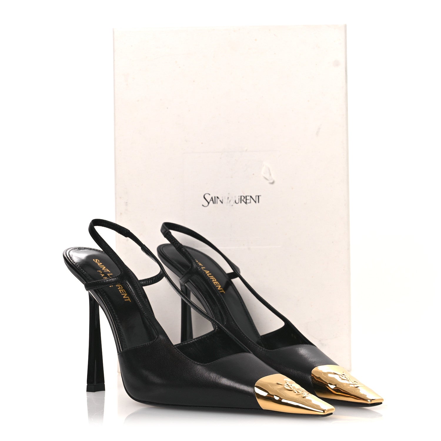Saint Laurent Smooth Calfskin Jeanne 110 Slingback Pumps 38 Black 11 of 11
