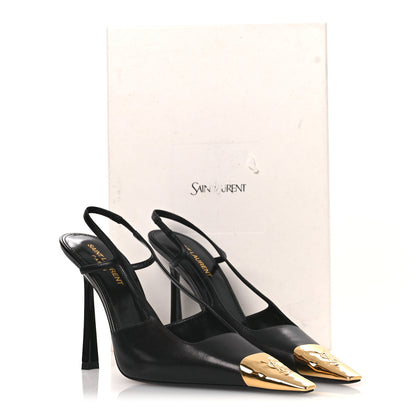 Saint Laurent Smooth Calfskin Jeanne 110 Slingback Pumps 38 Black 11 of 11