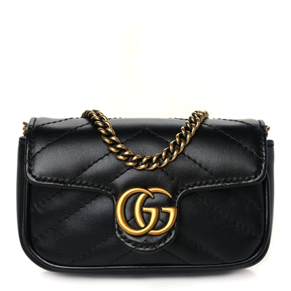 Gucci Calfskin Matelasse GG Marmont 2.0 Coin Purse On A Chain Black 1 of 10