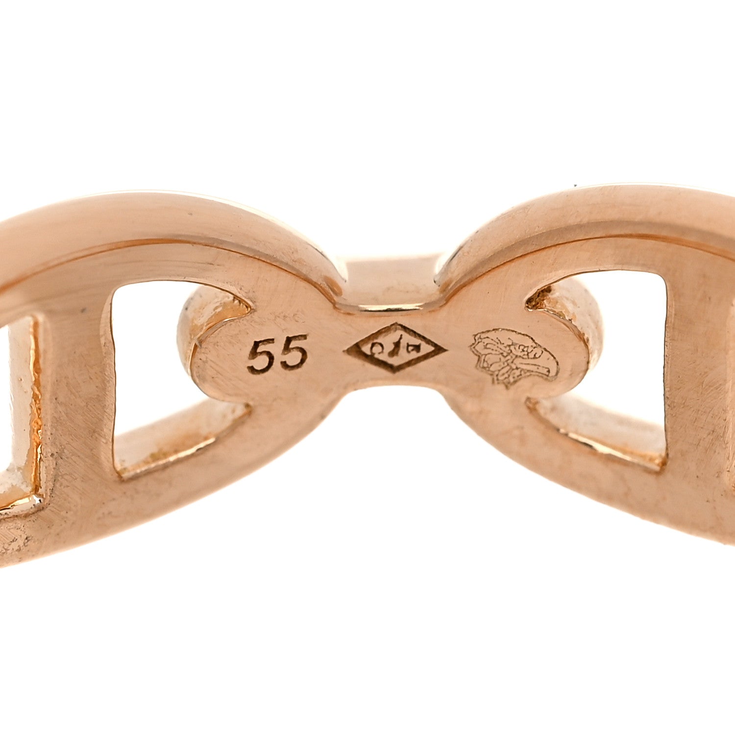 Hermes 18K Rose Gold PM Chaine d'Ancre Enchainee Ring 55 7.25 7 of 9