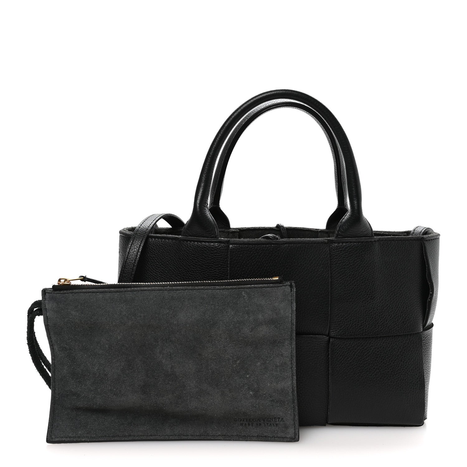 Bottega Veneta Grained Calfskin Maxi Intrecciato Mini Arco Tote Black 3 of 10