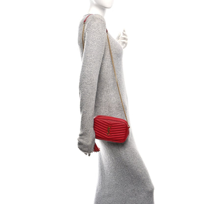 Saint Laurent Grain De Poudre Matelasse Monogram Mini Lou Camera Bag Opyum Red 2 of 12