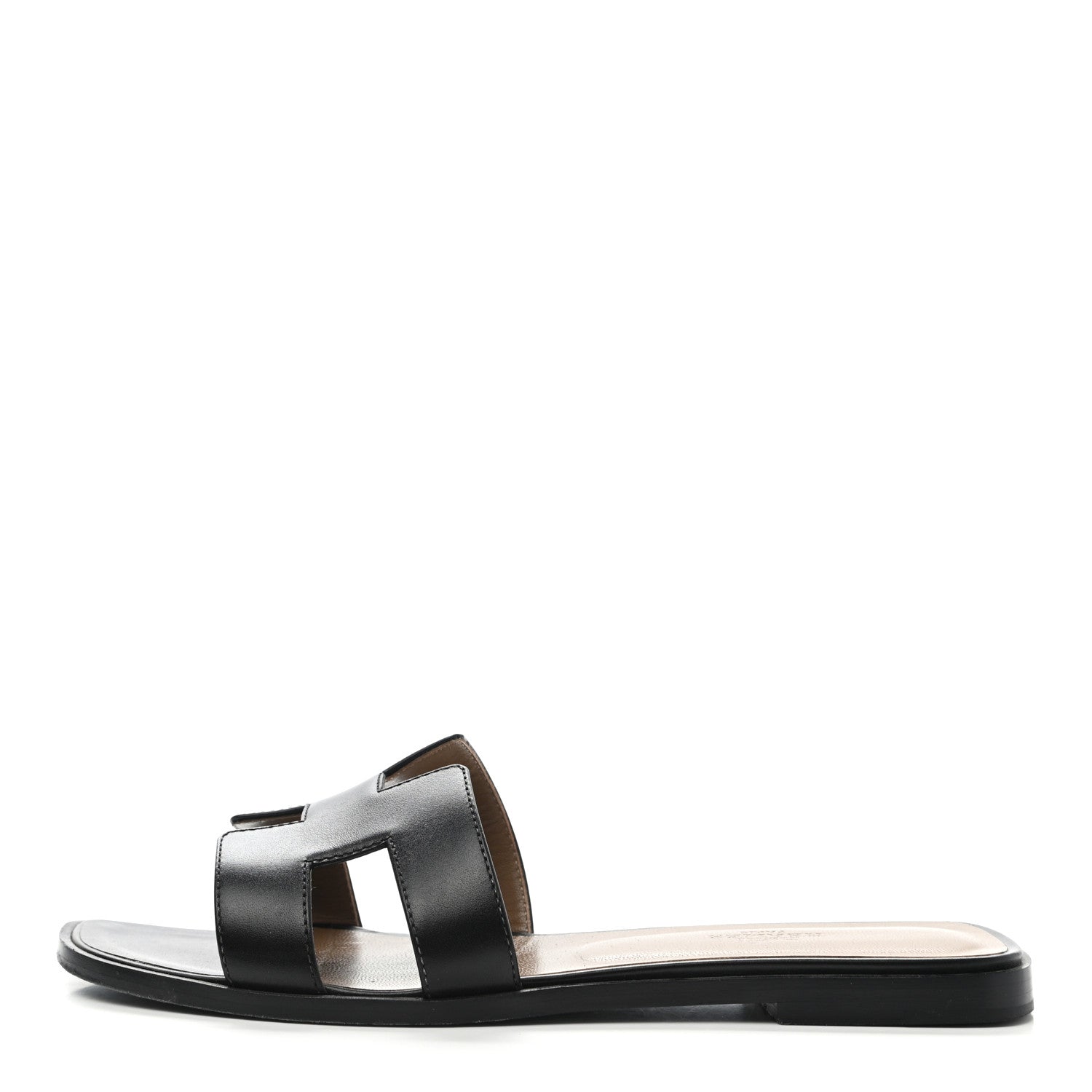 Hermes Box Calfskin Oran Sandals 38.5 Black 1 of 10