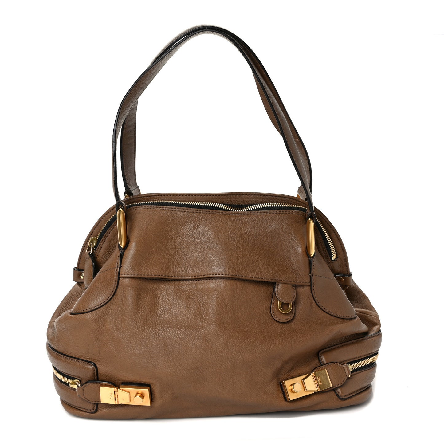 Calfskin Cary Zipped Shoulder Bag Taupe