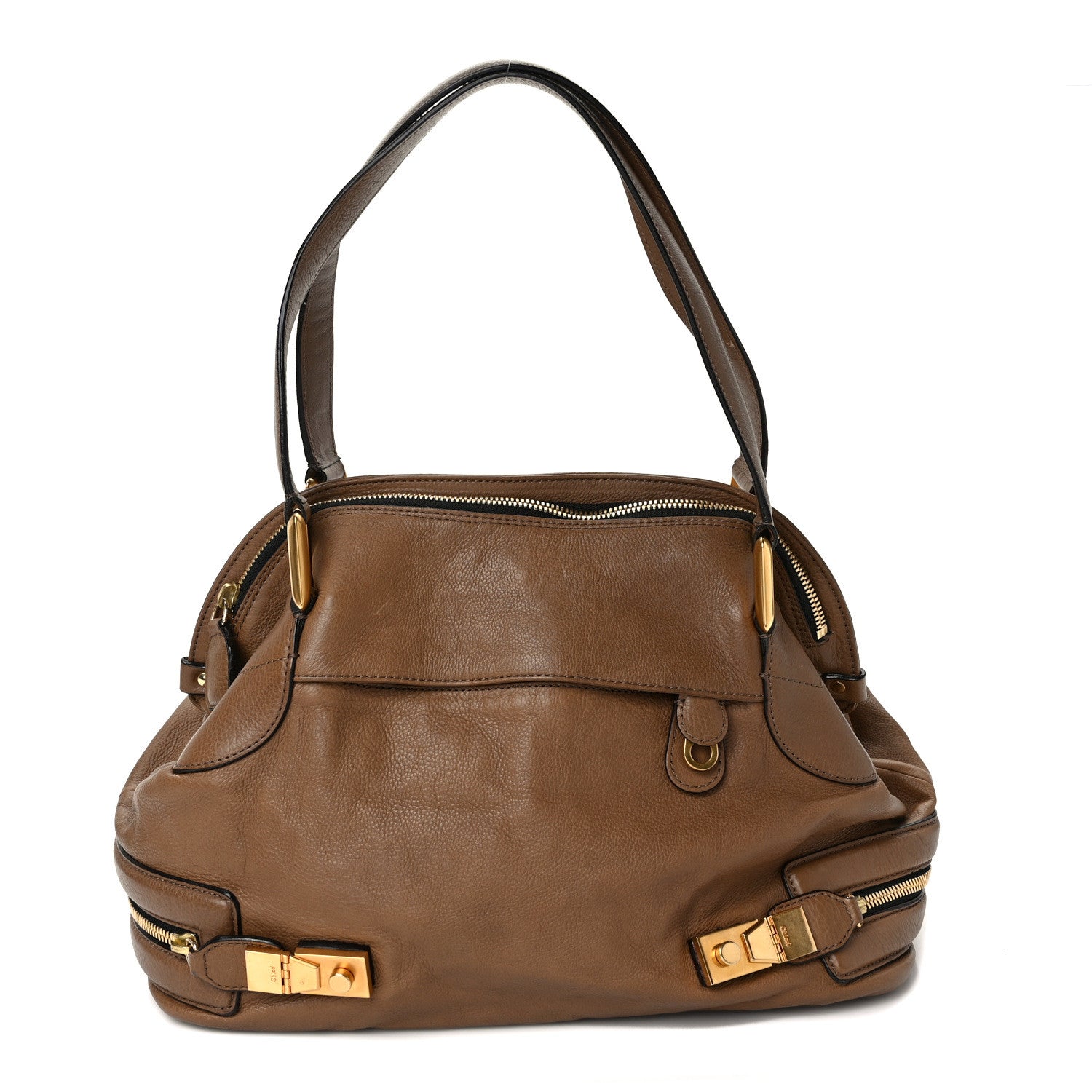 Chloe Calfskin Cary Zipped Shoulder Bag Taupe 1 of 11